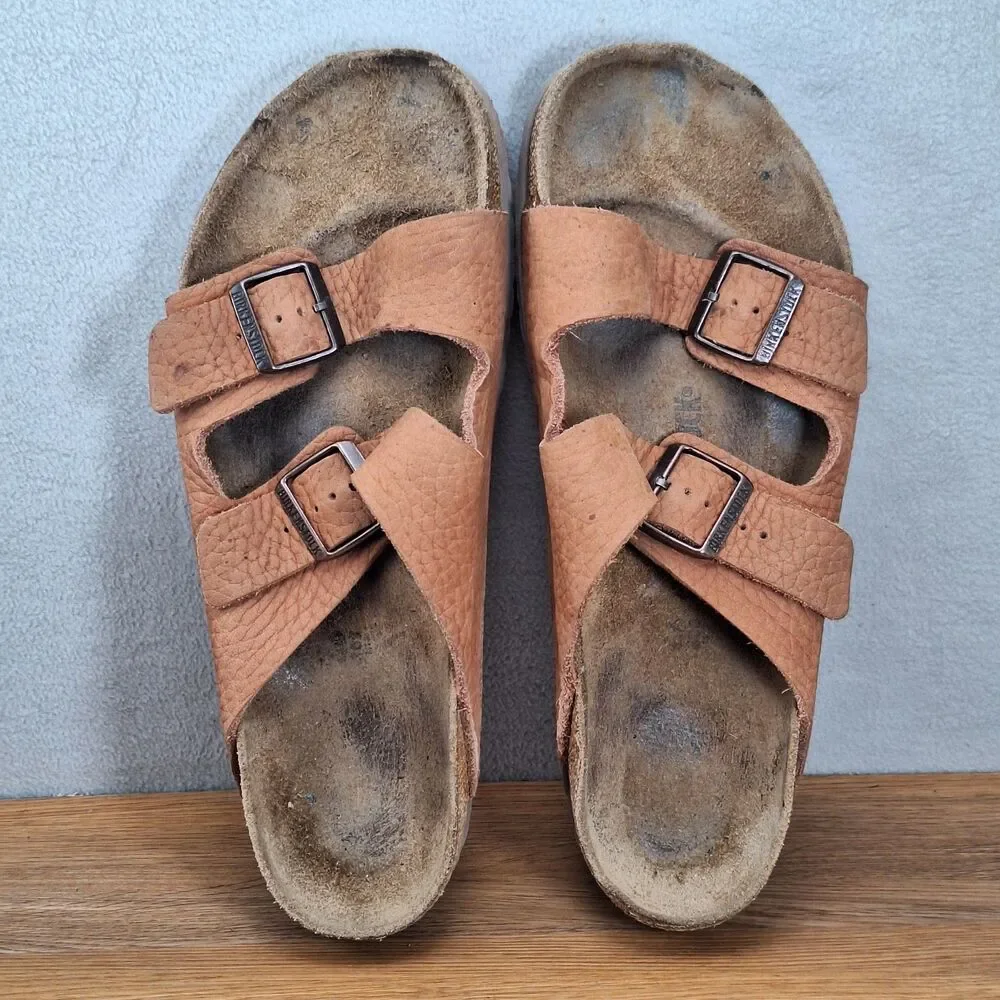 Birkenstock Arizona Men's 13 EU 46 Sandals Peach Pebbled Soft Leather Germany